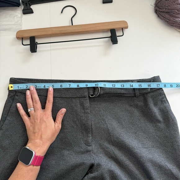 J Jill Ponte Knit Full Leg Dark Grey Wide Straight Buckled Career Crop Pants LG - Picture 7 of 9